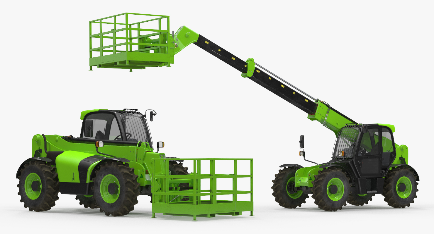 Industrial Telehandler Forklift Access Platform Generic Rigged 3D