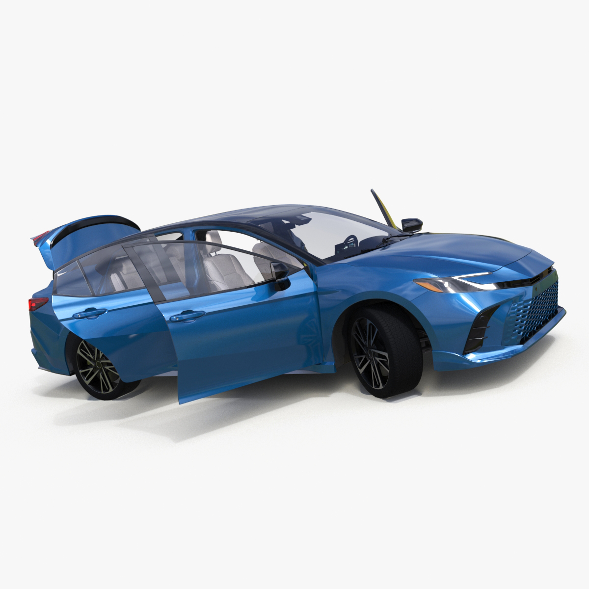 New Redesigned Sedan Blue Rigged 3D