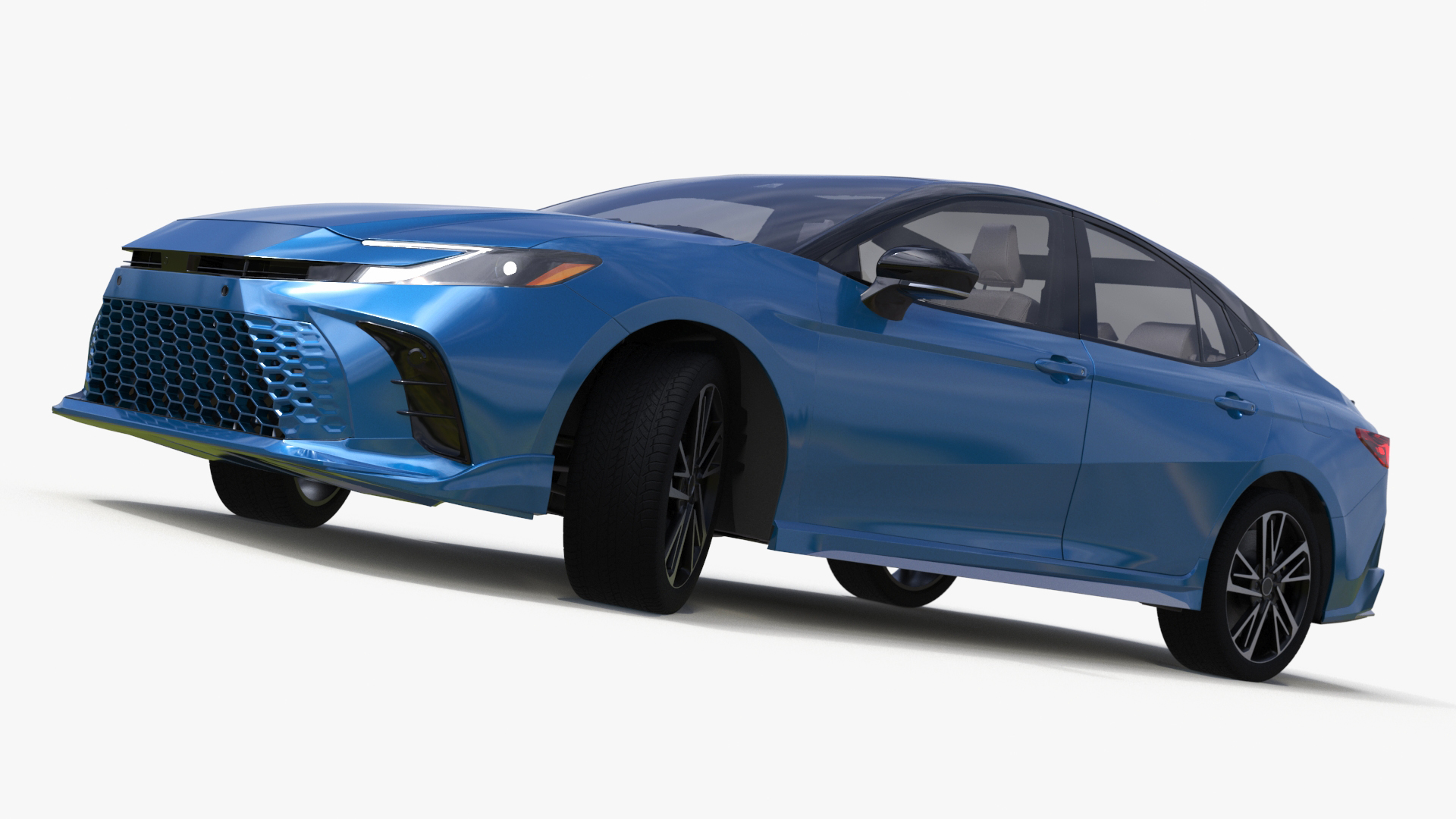 New Redesigned Sedan Blue Rigged 3D