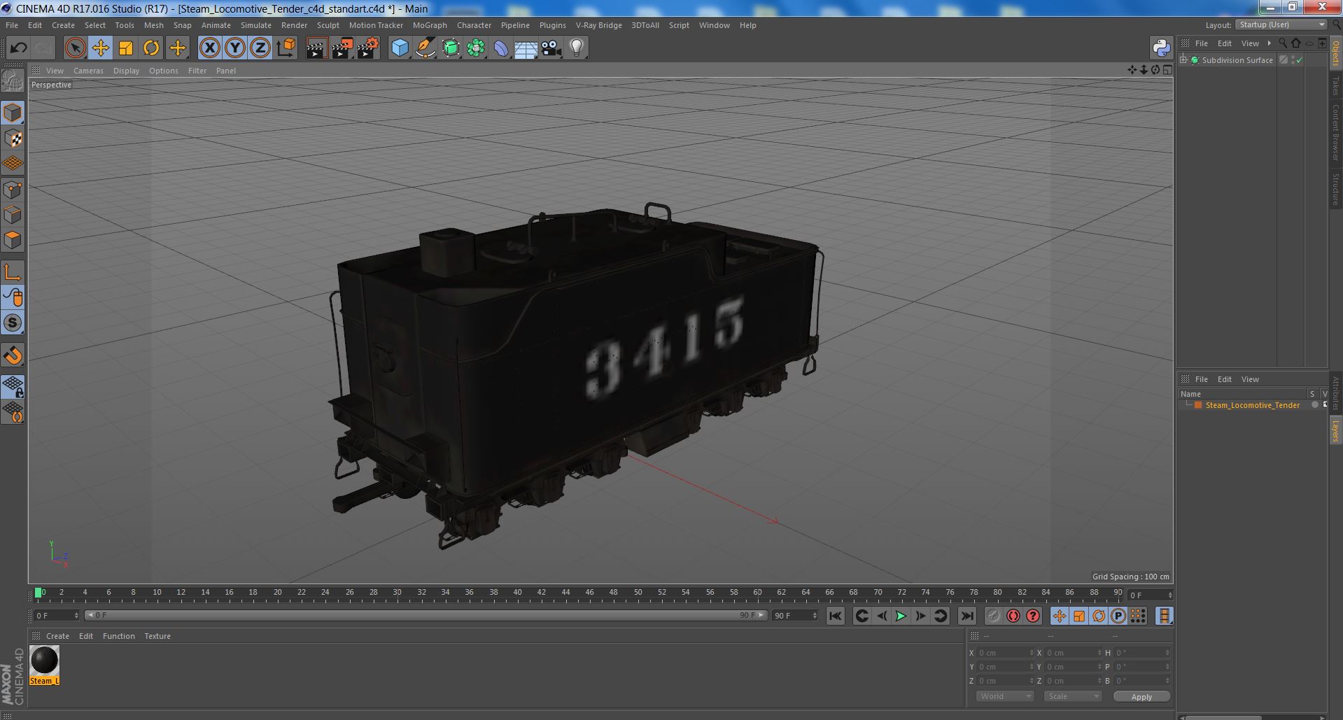 3D Steam Locomotive Tender model