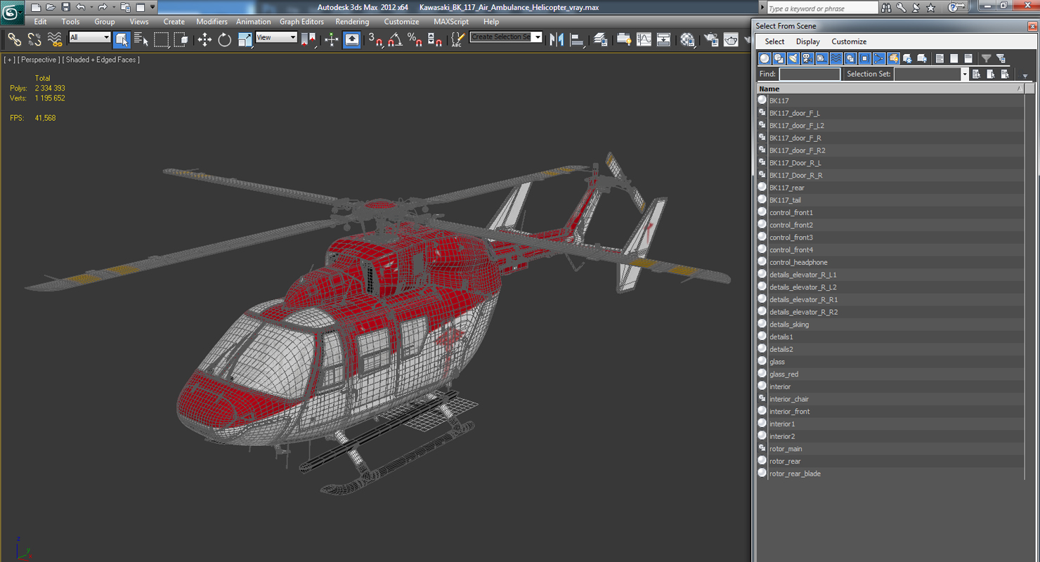 3D model Kawasaki BK 117 Air Ambulance Helicopter