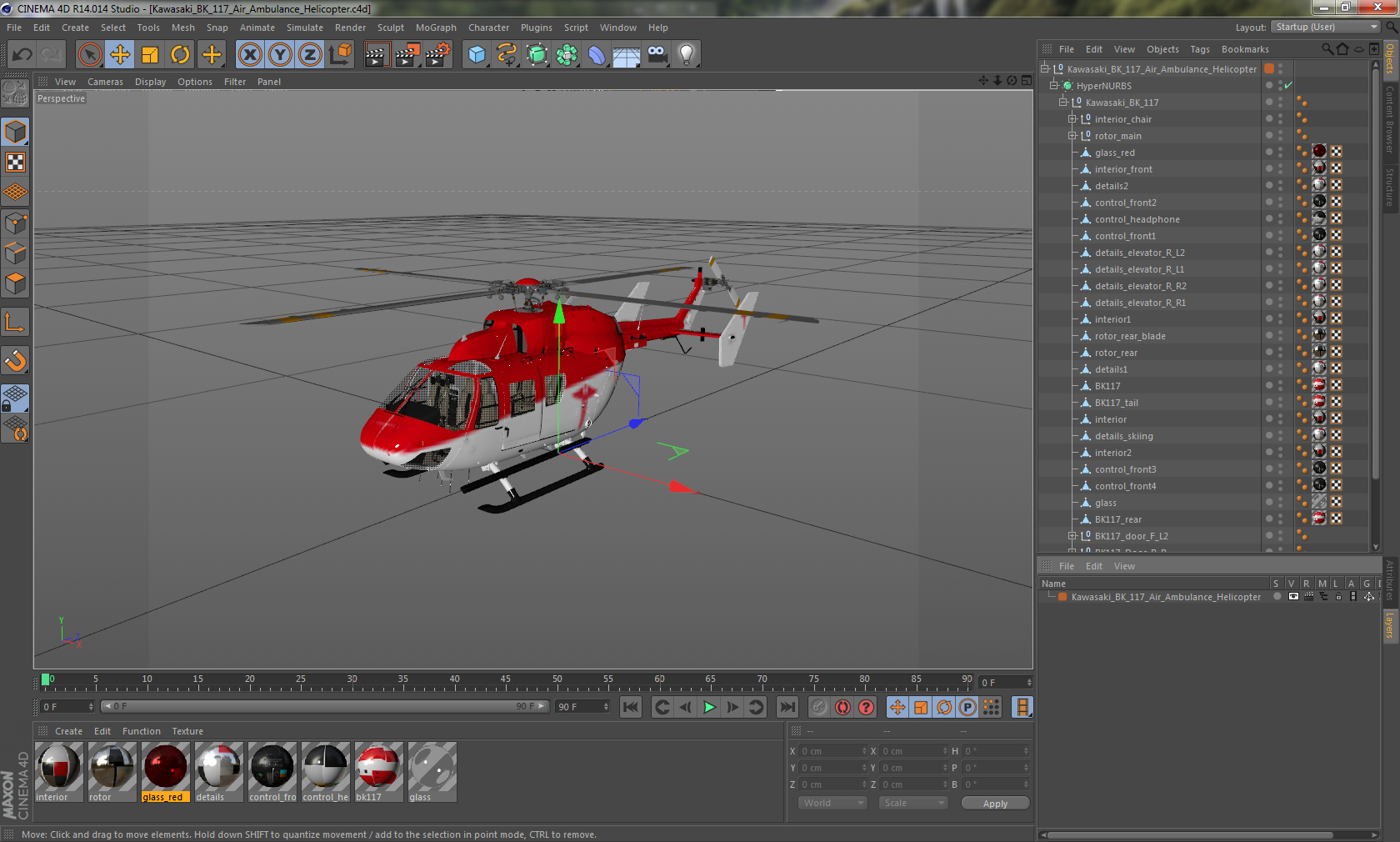 3D model Kawasaki BK 117 Air Ambulance Helicopter