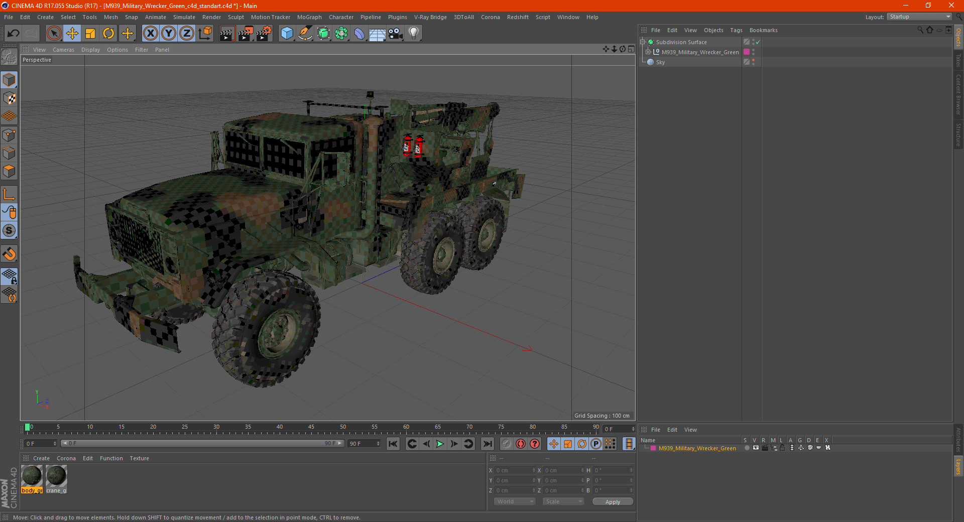 M939 Military Wrecker Green 3D