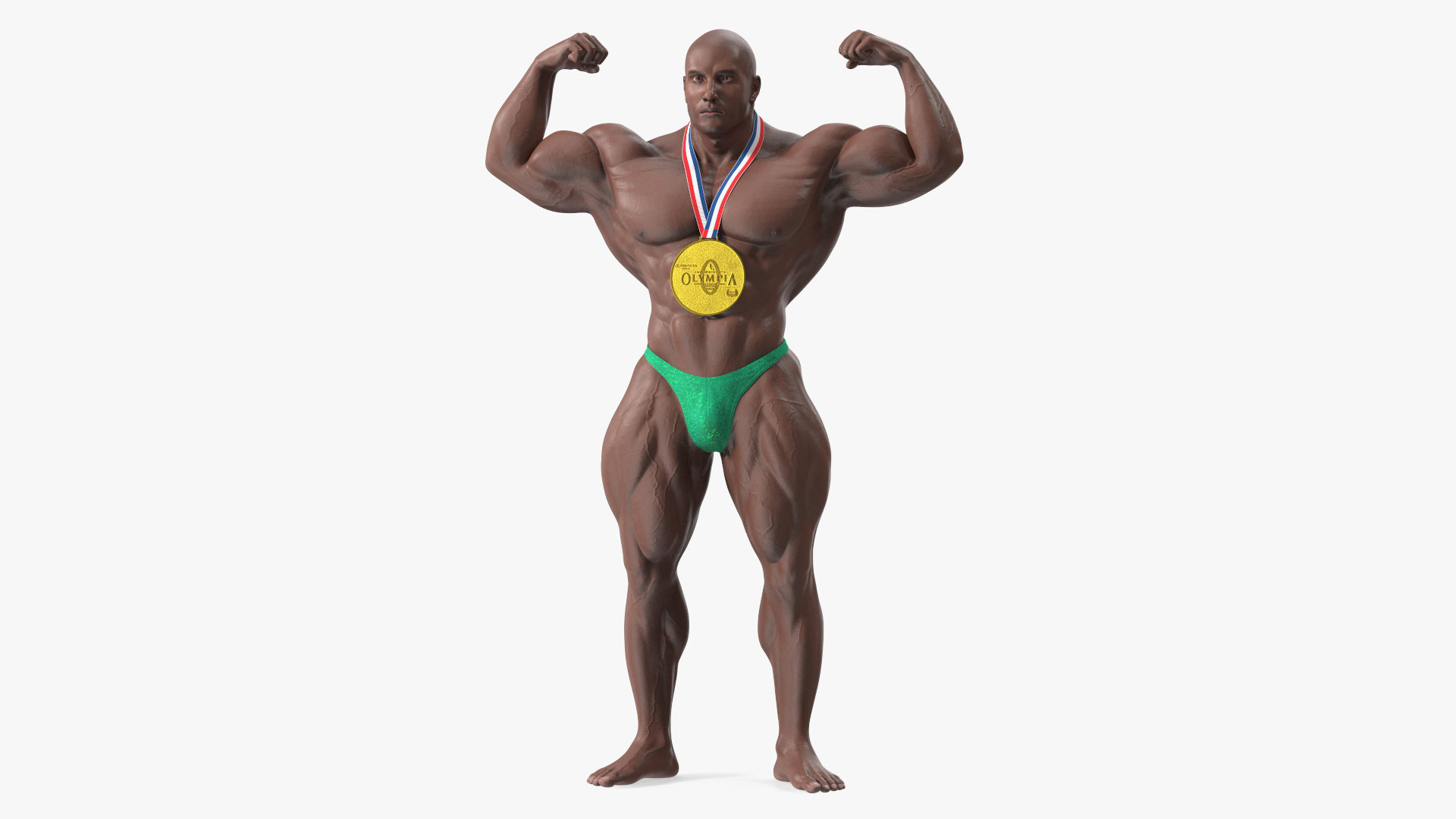 Champion Afro American Bodybuilder Man Rigged for Cinema 4D 3D model