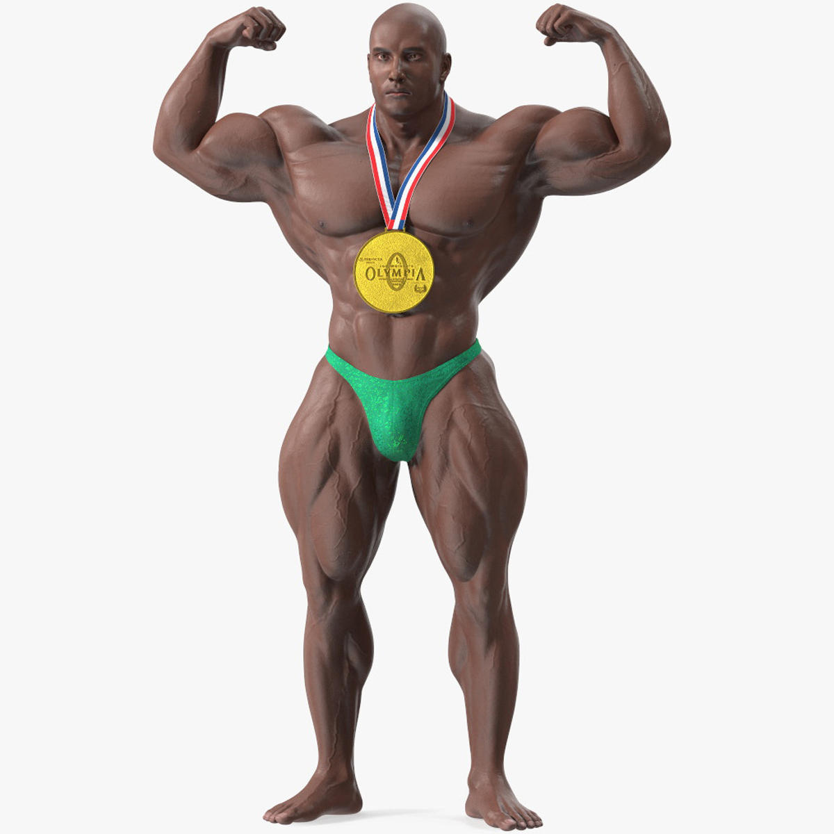 Champion Afro American Bodybuilder Man Rigged for Cinema 4D 3D model