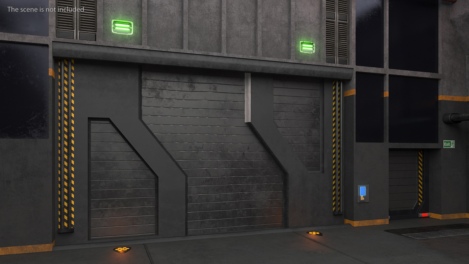 Sci Fi Spaceship Hangar Bay Gates Set 3D