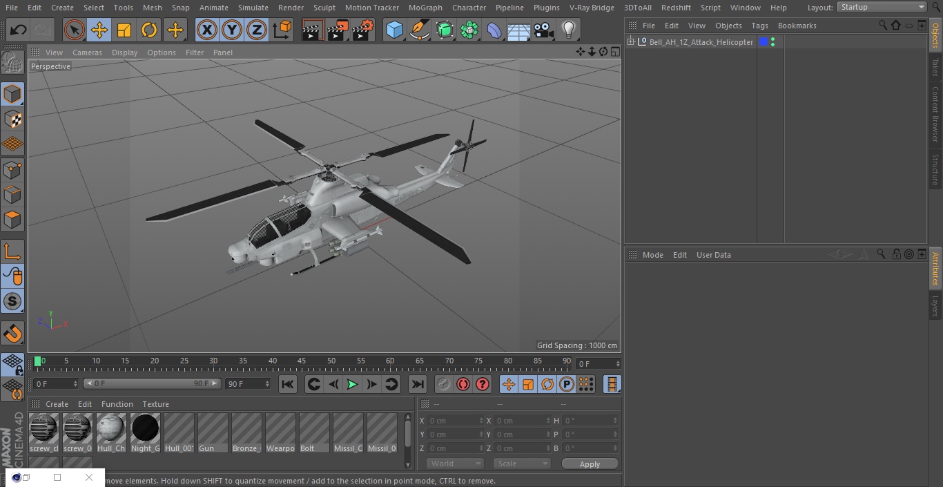 3D Bell AH-1Z Attack Helicopter model