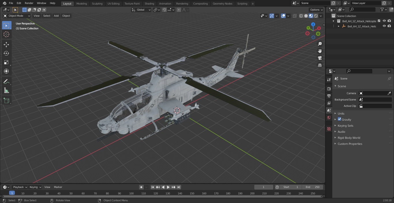 3D Bell AH-1Z Attack Helicopter model