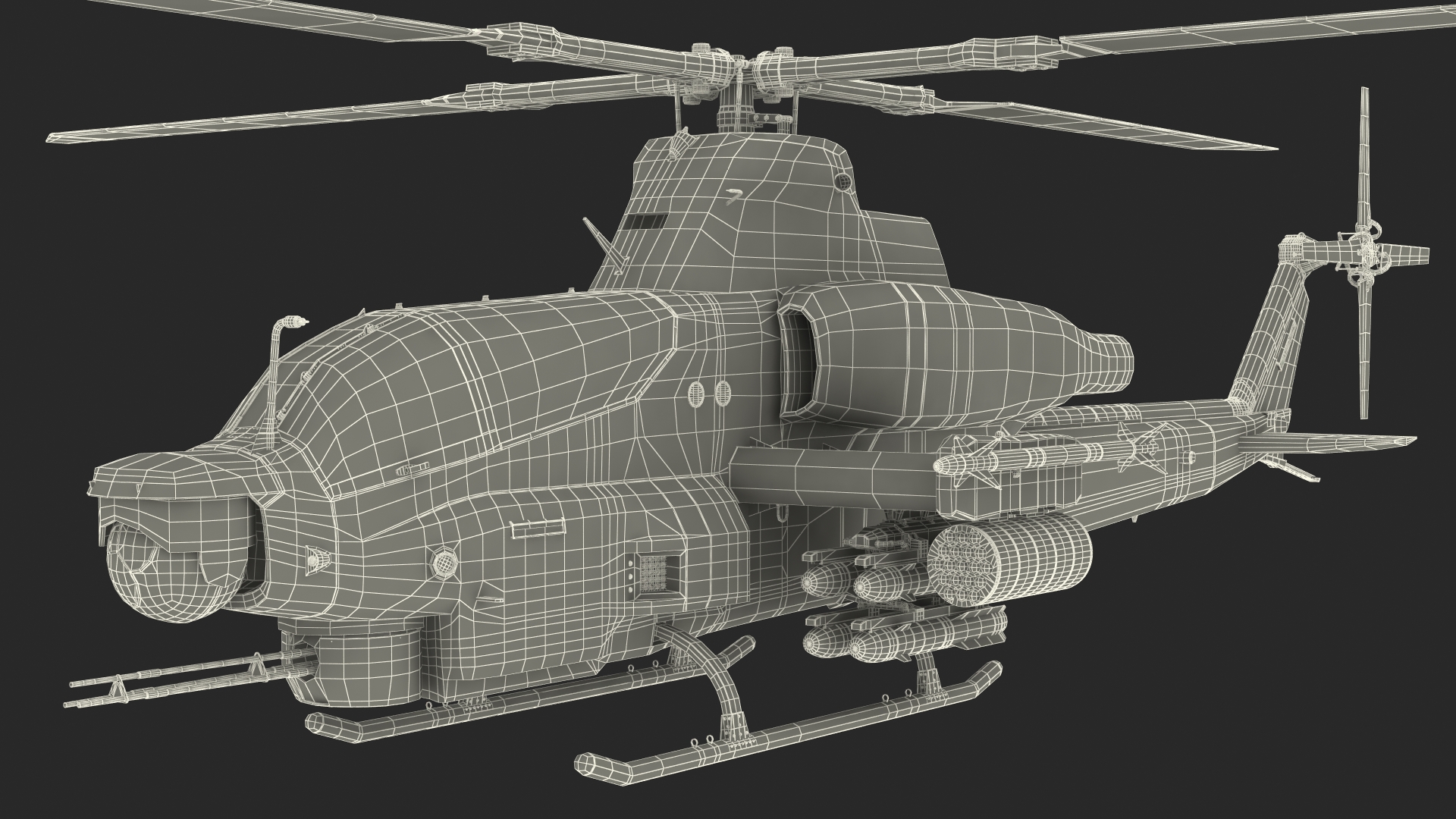 3D Bell AH-1Z Attack Helicopter model