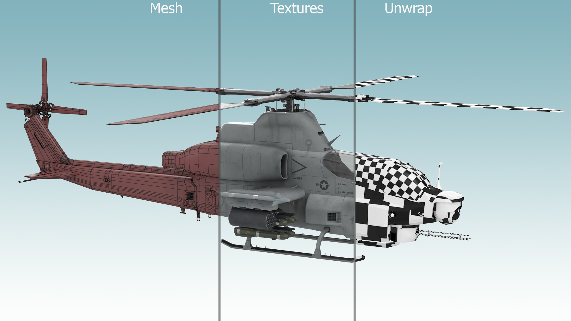 3D Bell AH-1Z Attack Helicopter model