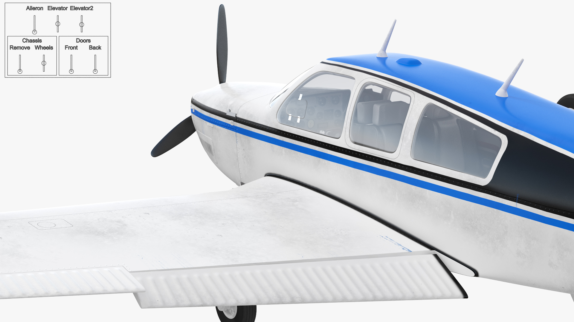 Single Engined Aircraft V Tail Rigged 3D