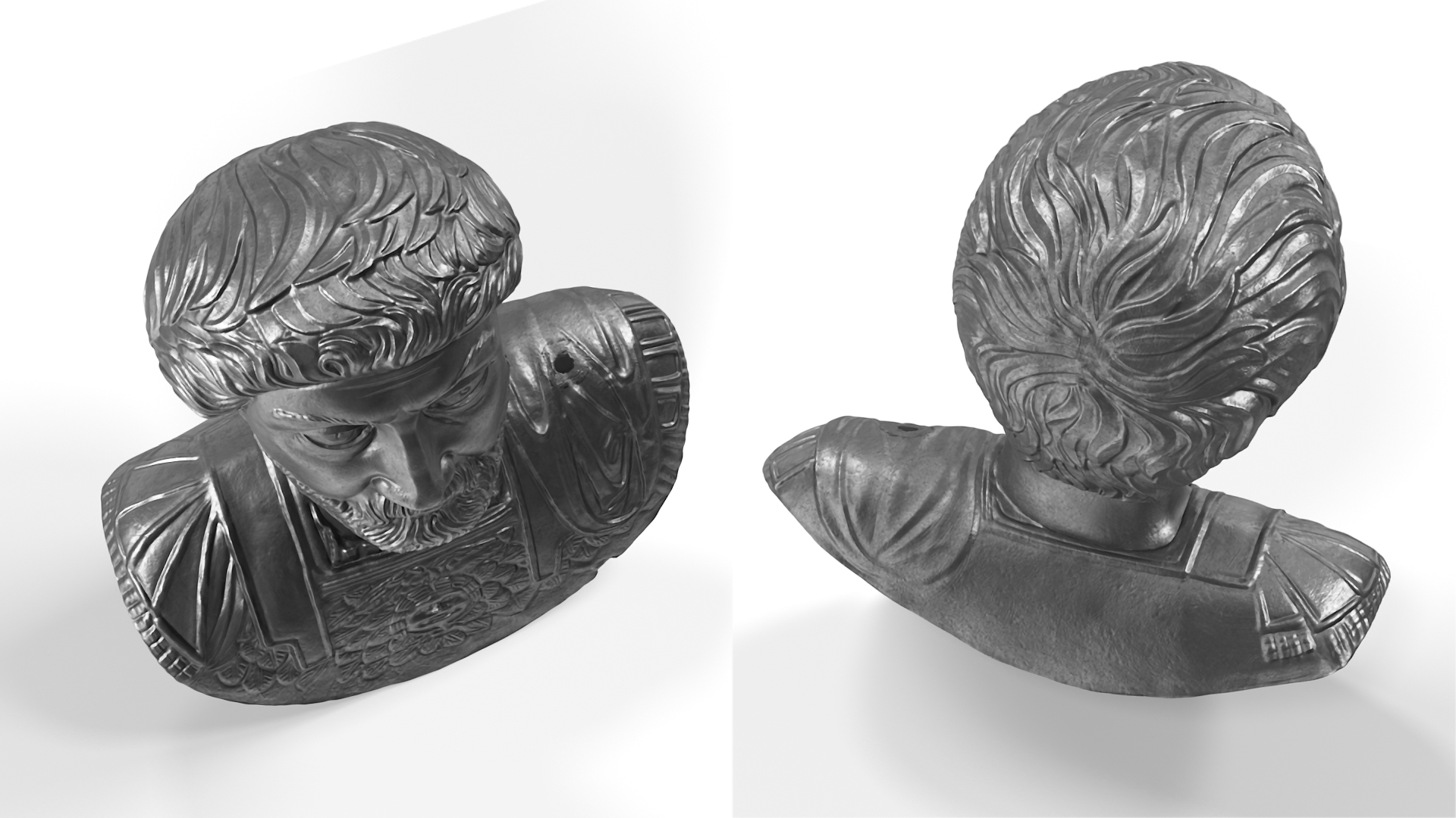 Ancient Emperor Bust Silver 3D