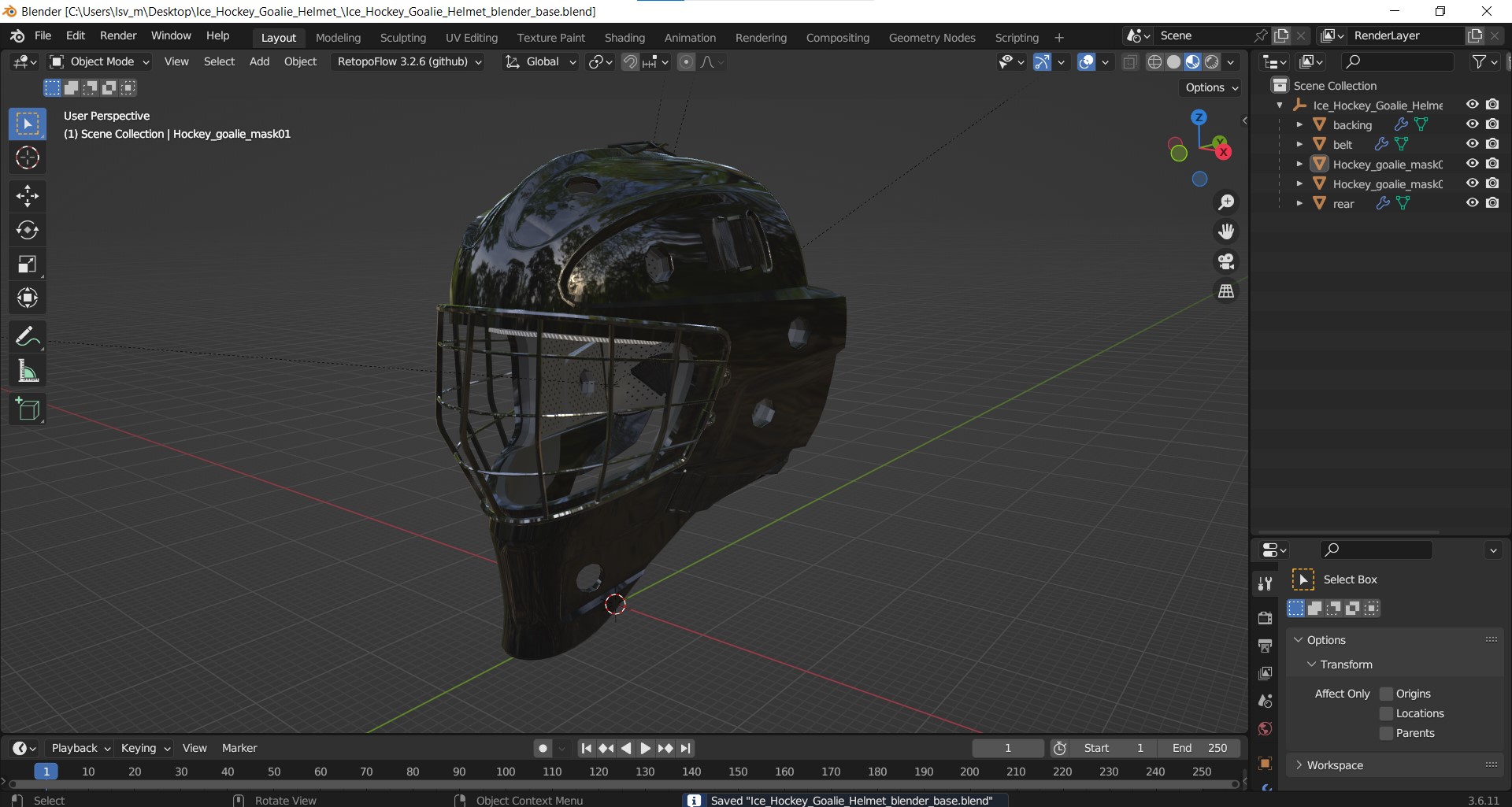 Ice Hockey Goalie Helmet 3D model