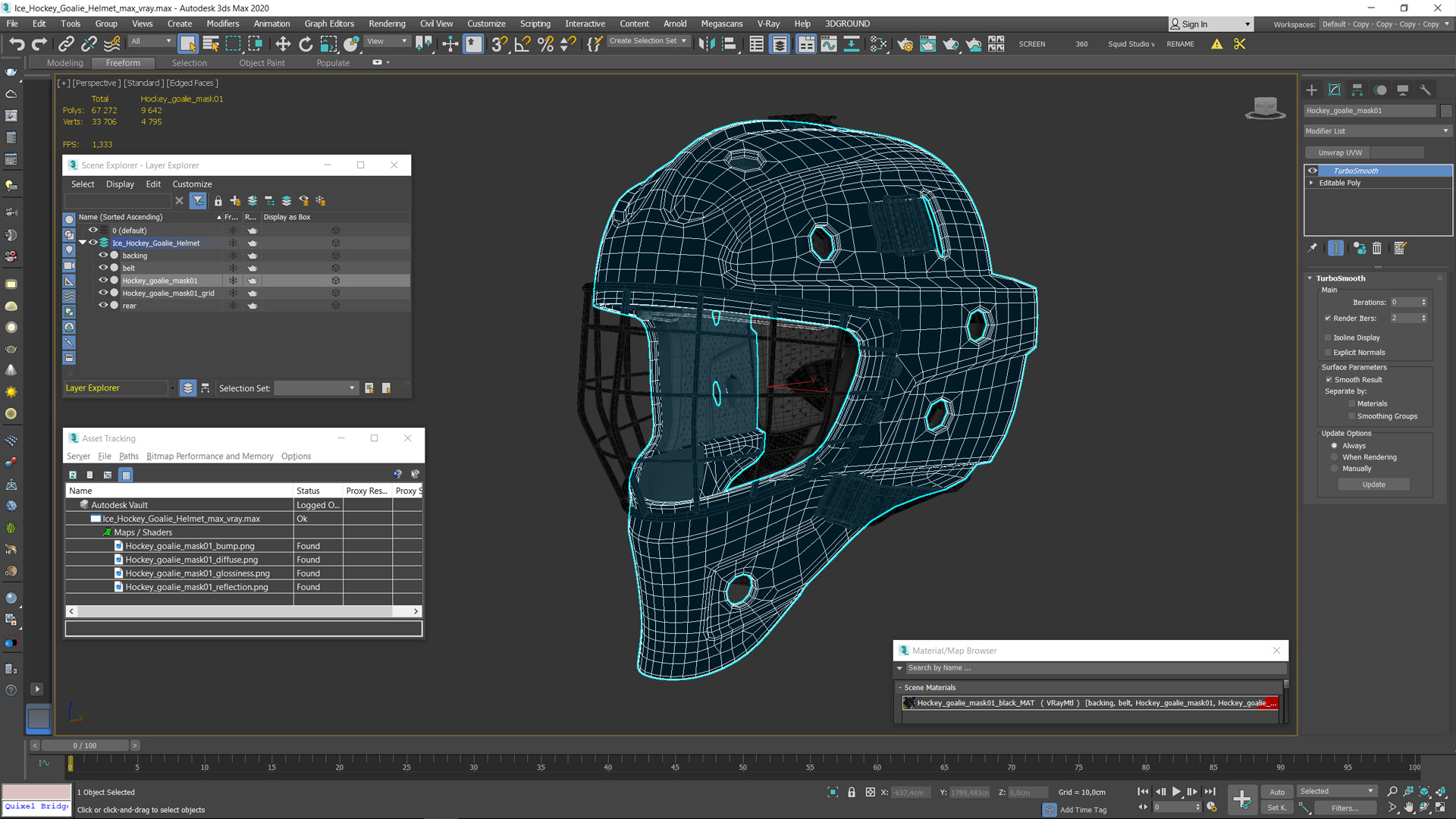 Ice Hockey Goalie Helmet 3D model