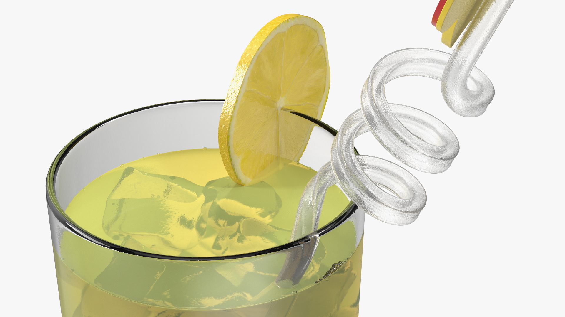 3D Lemonade with Fruit Plastic Straw model