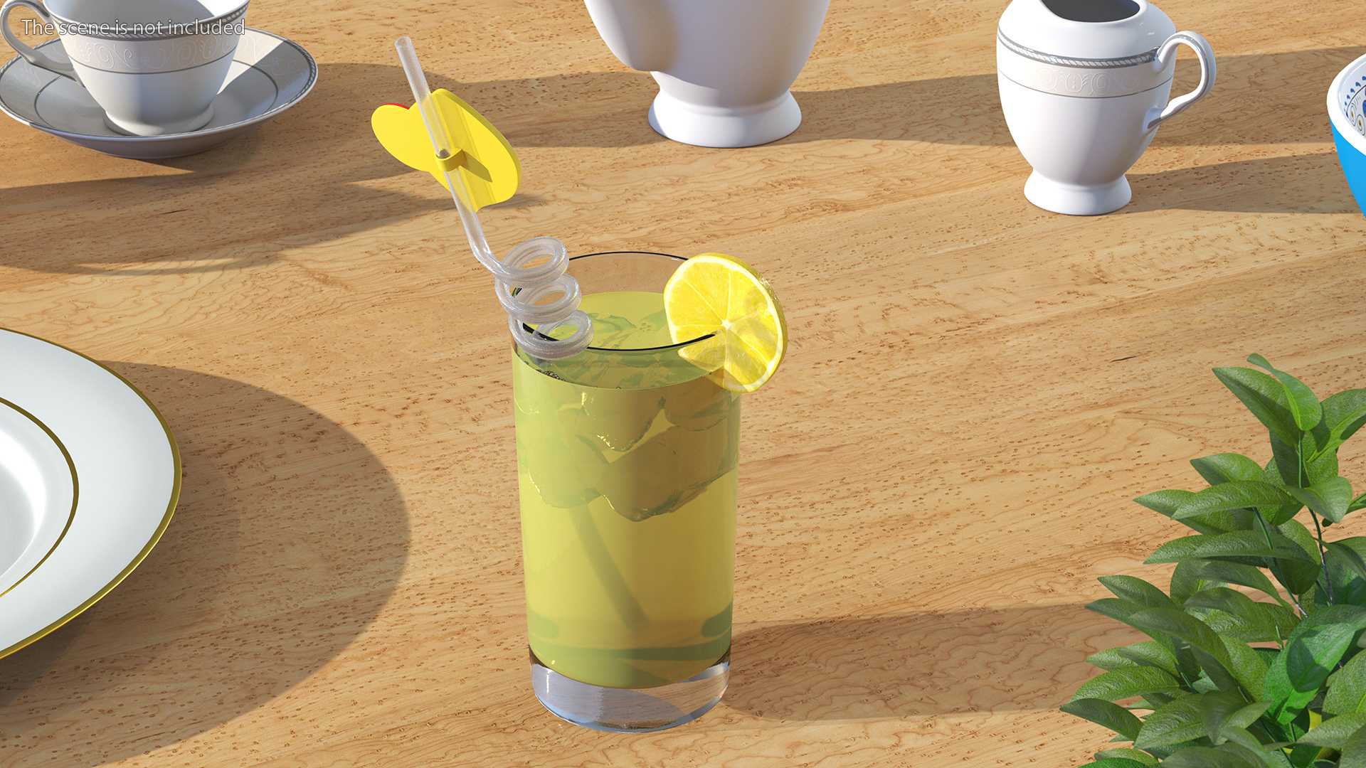 3D Lemonade with Fruit Plastic Straw model