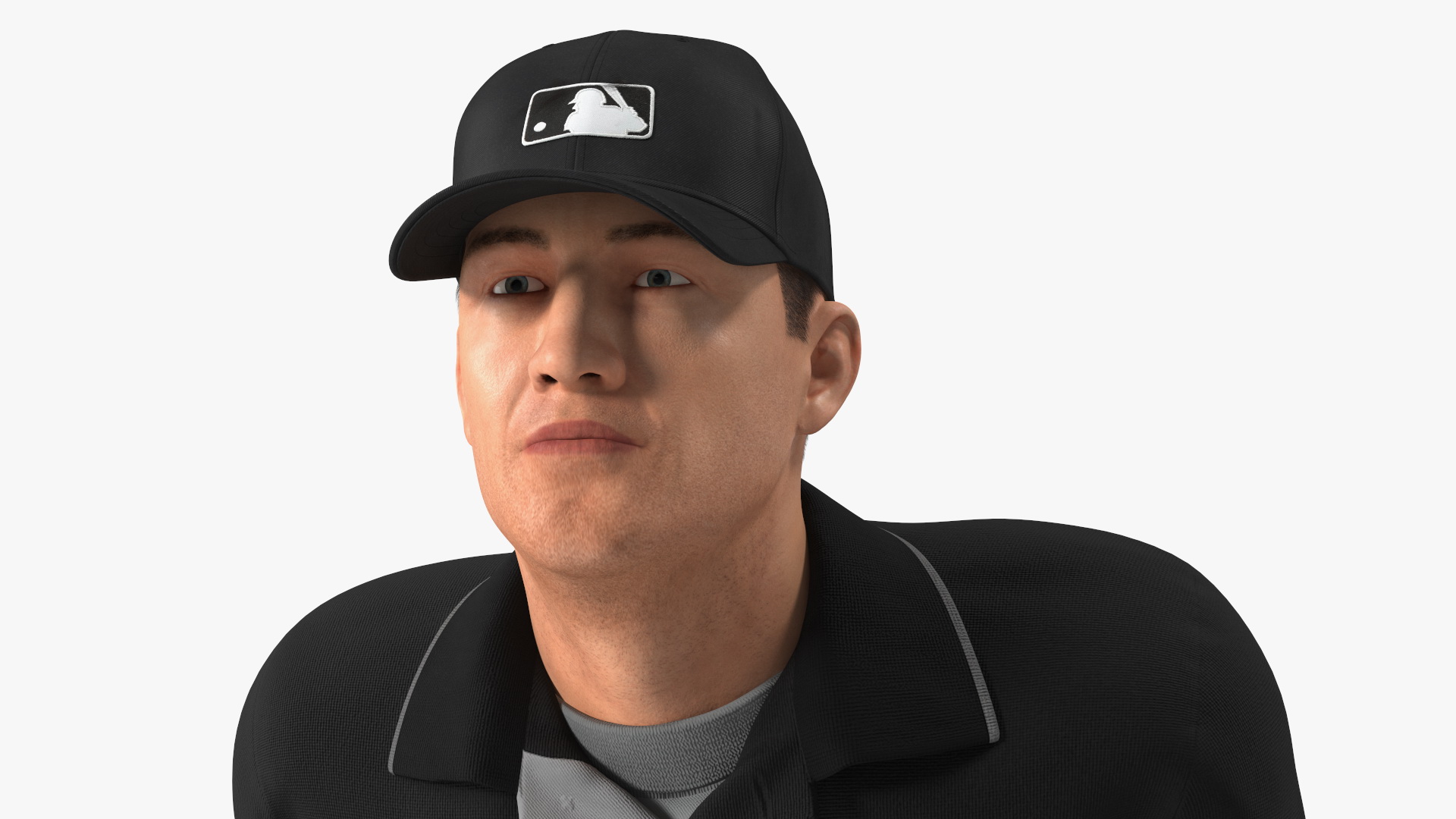 3D model Baseball Umpire in Cap in Ready Pose Fur