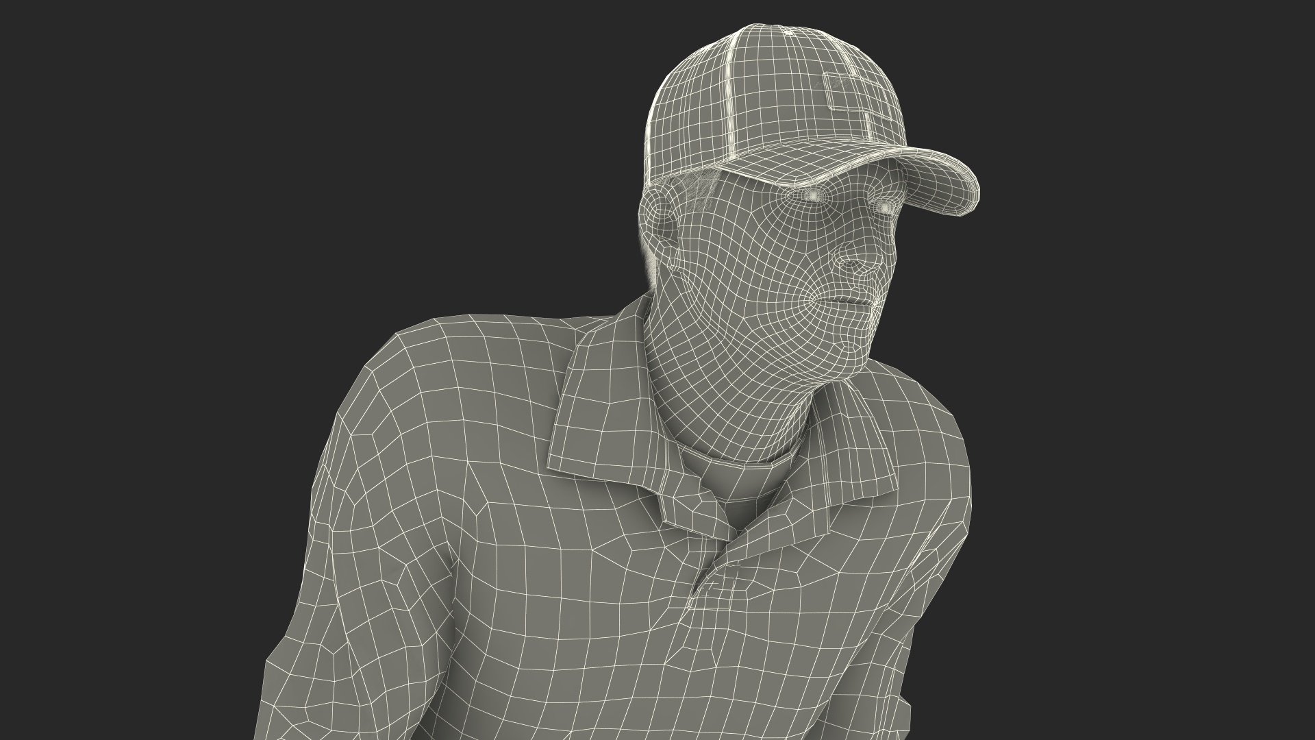 3D model Baseball Umpire in Cap in Ready Pose Fur