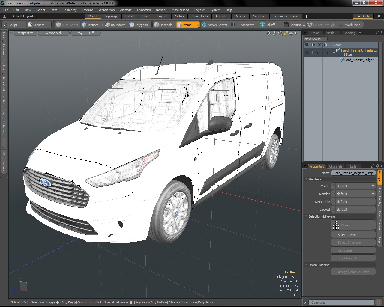 3D Ford Transit Connect Tailgate Simple Interior White