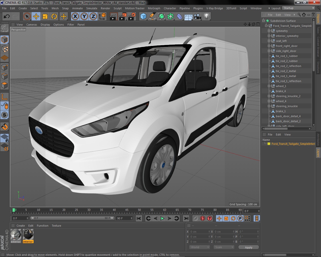 3D Ford Transit Connect Tailgate Simple Interior White