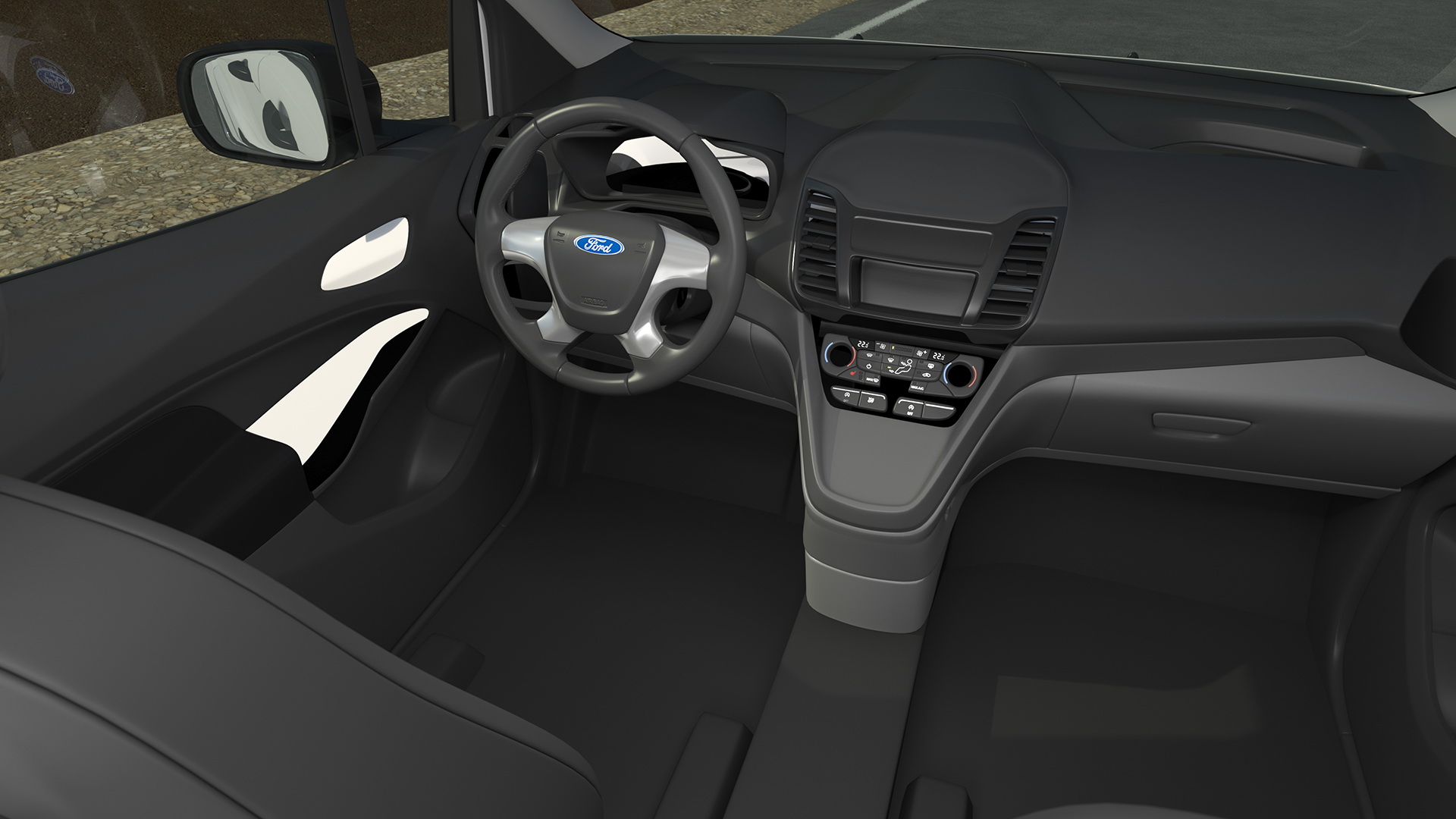 3D Ford Transit Connect Tailgate Simple Interior White