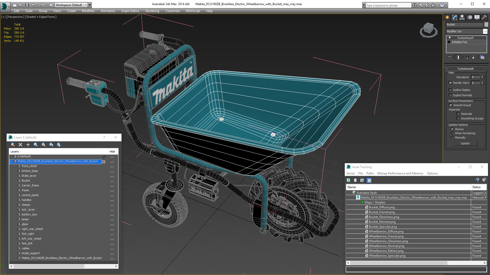 3D Makita DCU180ZB Brushless Electric Wheelbarrow with Bucket model