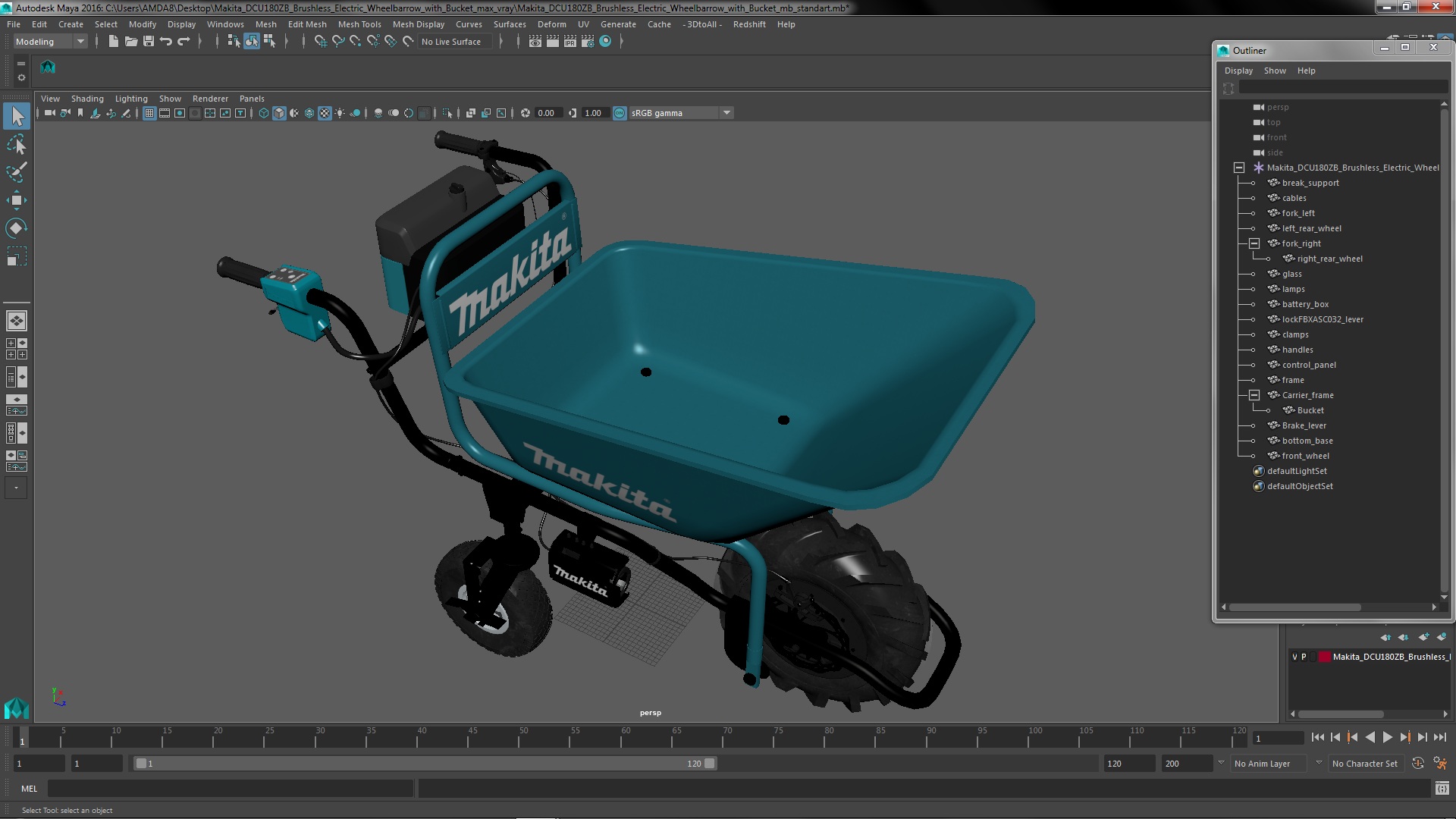 3D Makita DCU180ZB Brushless Electric Wheelbarrow with Bucket model