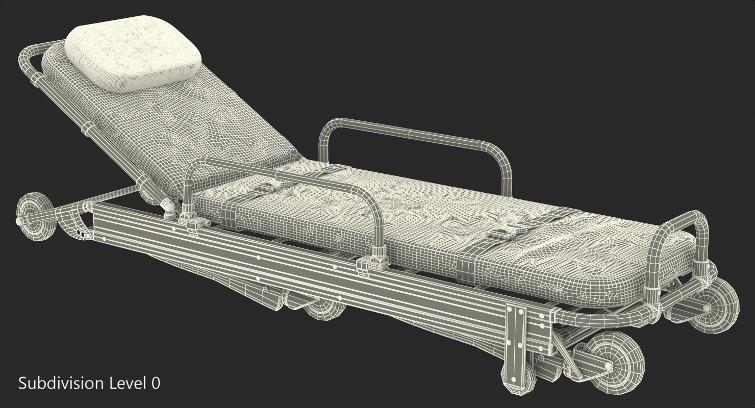 Folded Ambulance Stretcher Trolley 3D model