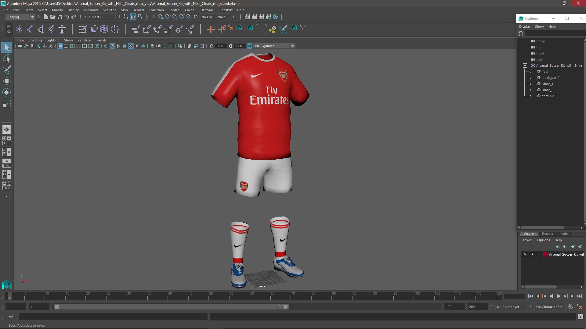 3D model Arsenal Soccer Kit with Nike Cleats