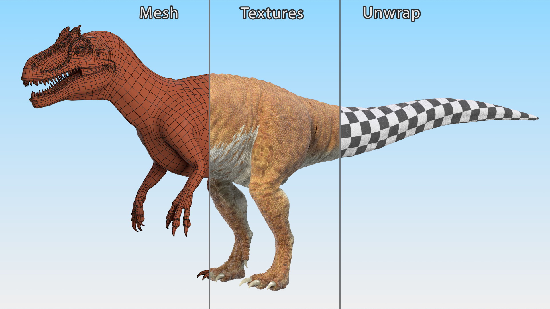 3D Allosaurus Yellow Coloring