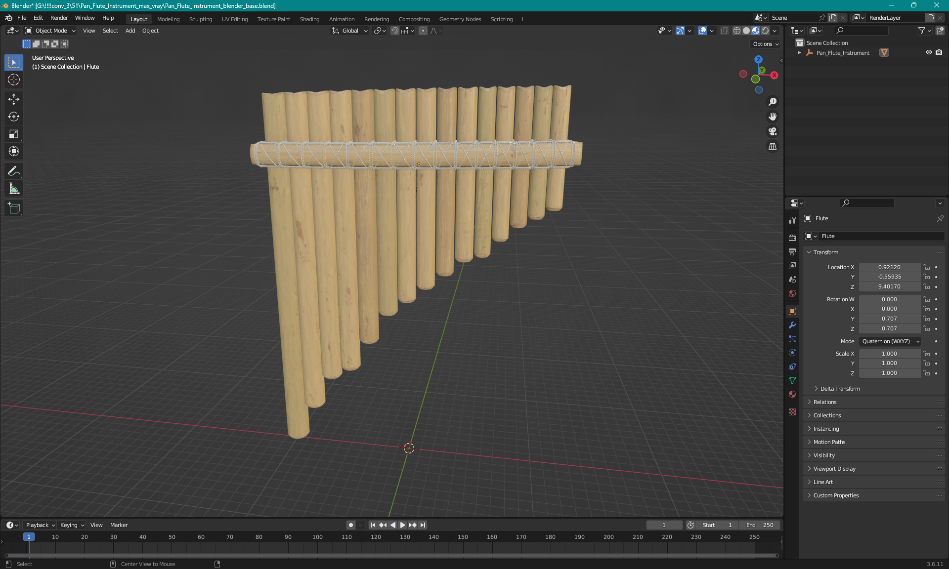 3D model Pan Flute Instrument