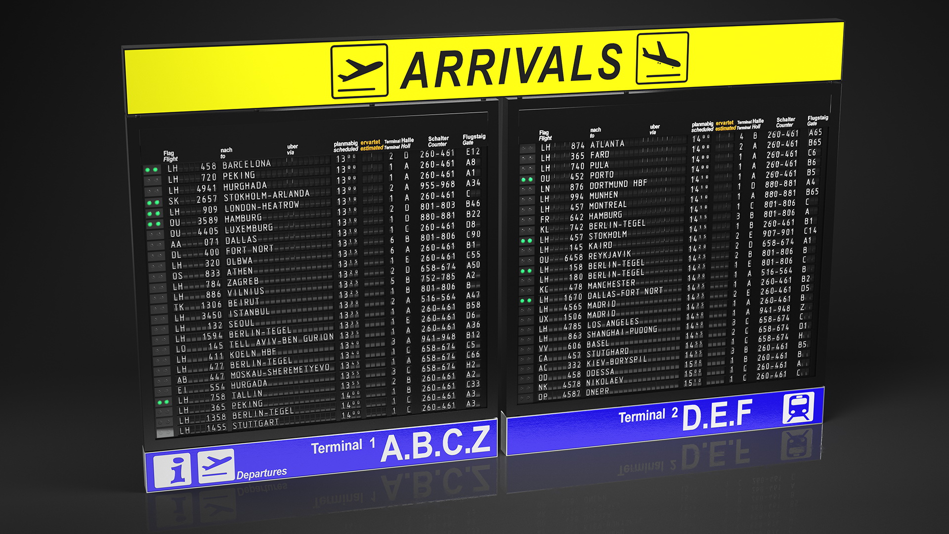 Airport Arrivals Board 3D