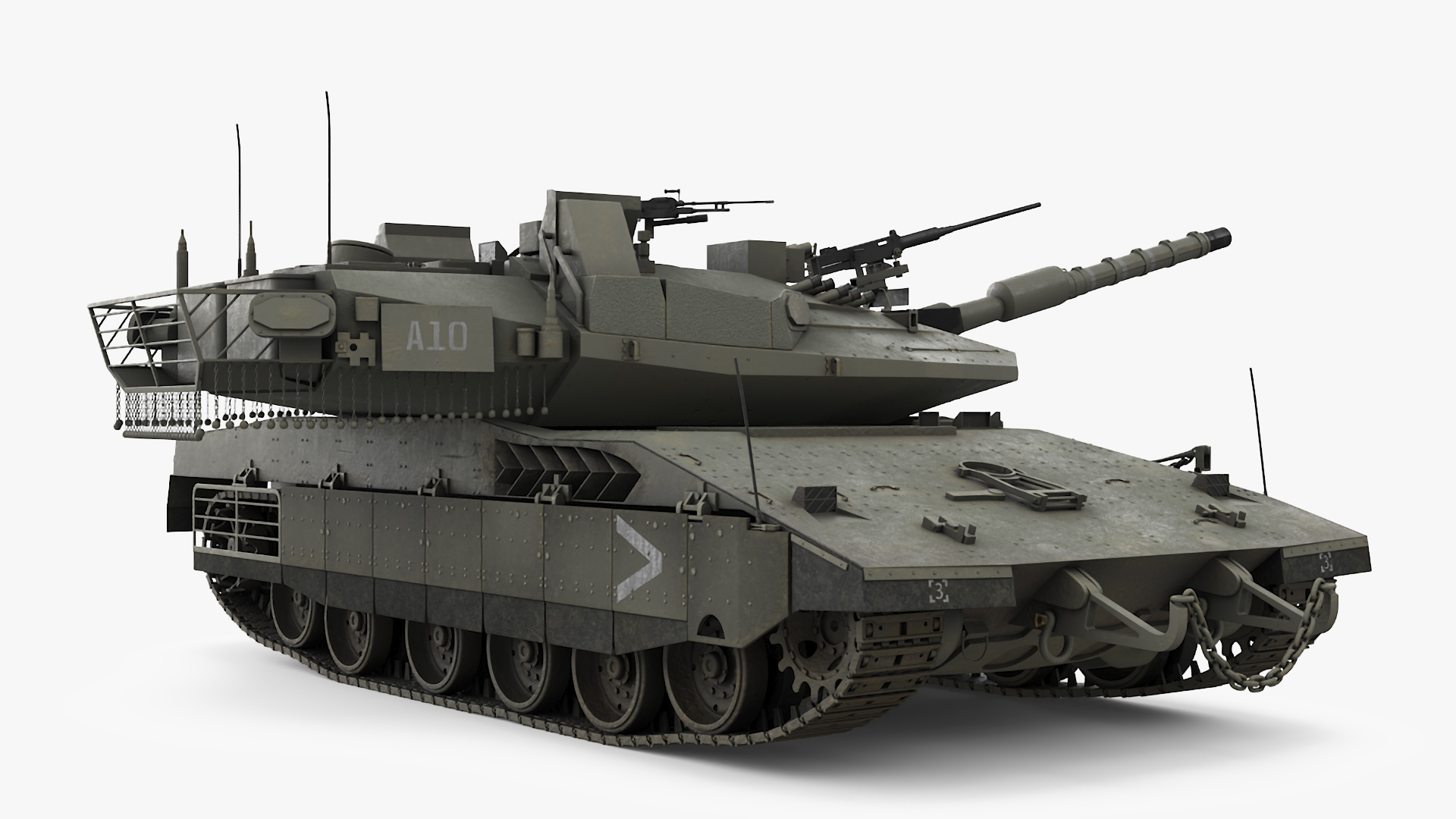 Dirty Israeli Tank Merkava 5 Olive 3D model