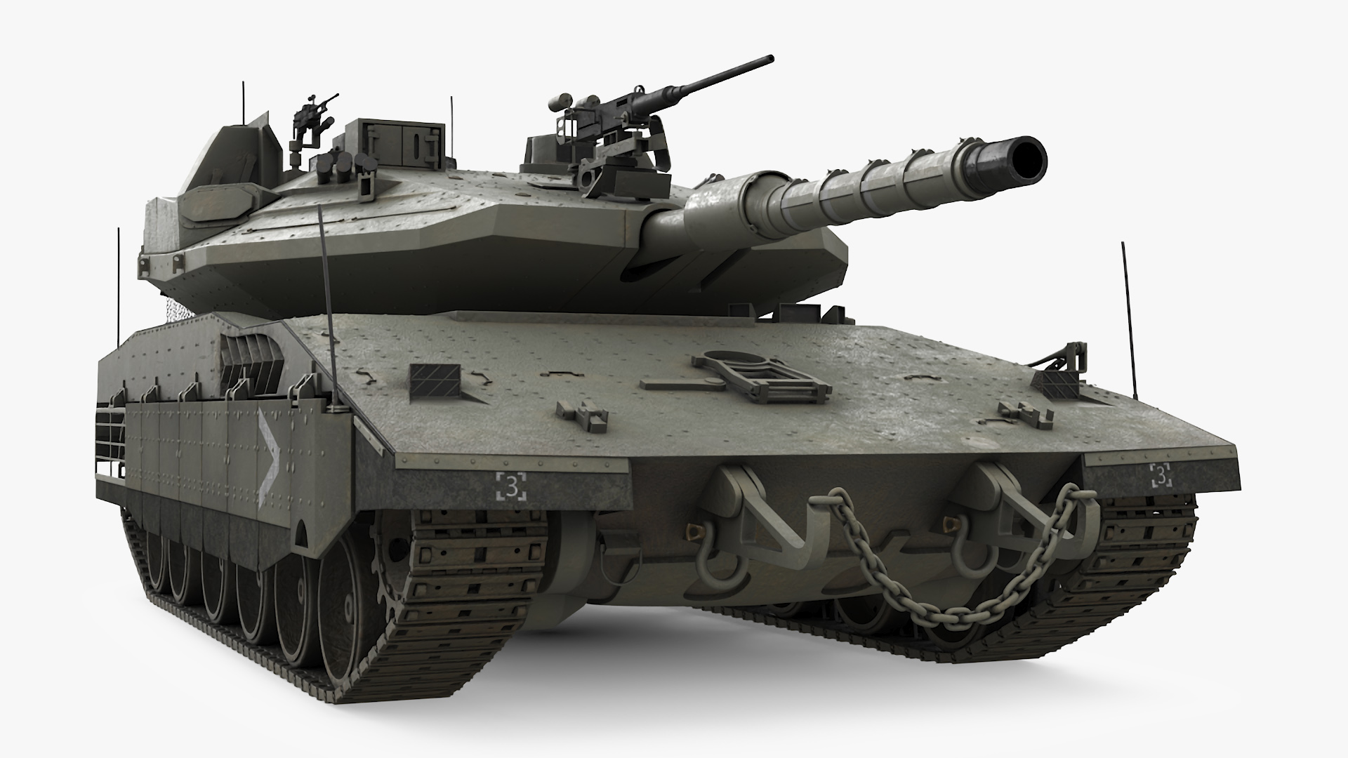 Dirty Israeli Tank Merkava 5 Olive 3D model