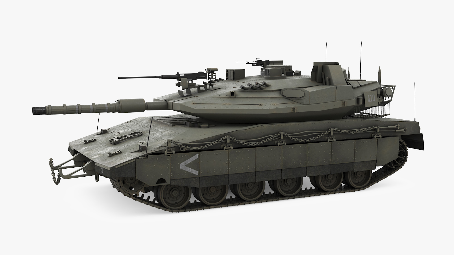 Dirty Israeli Tank Merkava 5 Olive 3D model