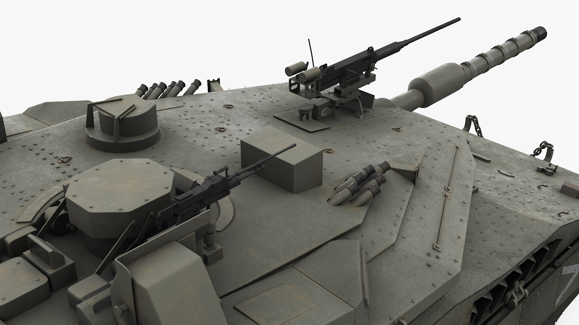 Dirty Israeli Tank Merkava 5 Olive 3D model