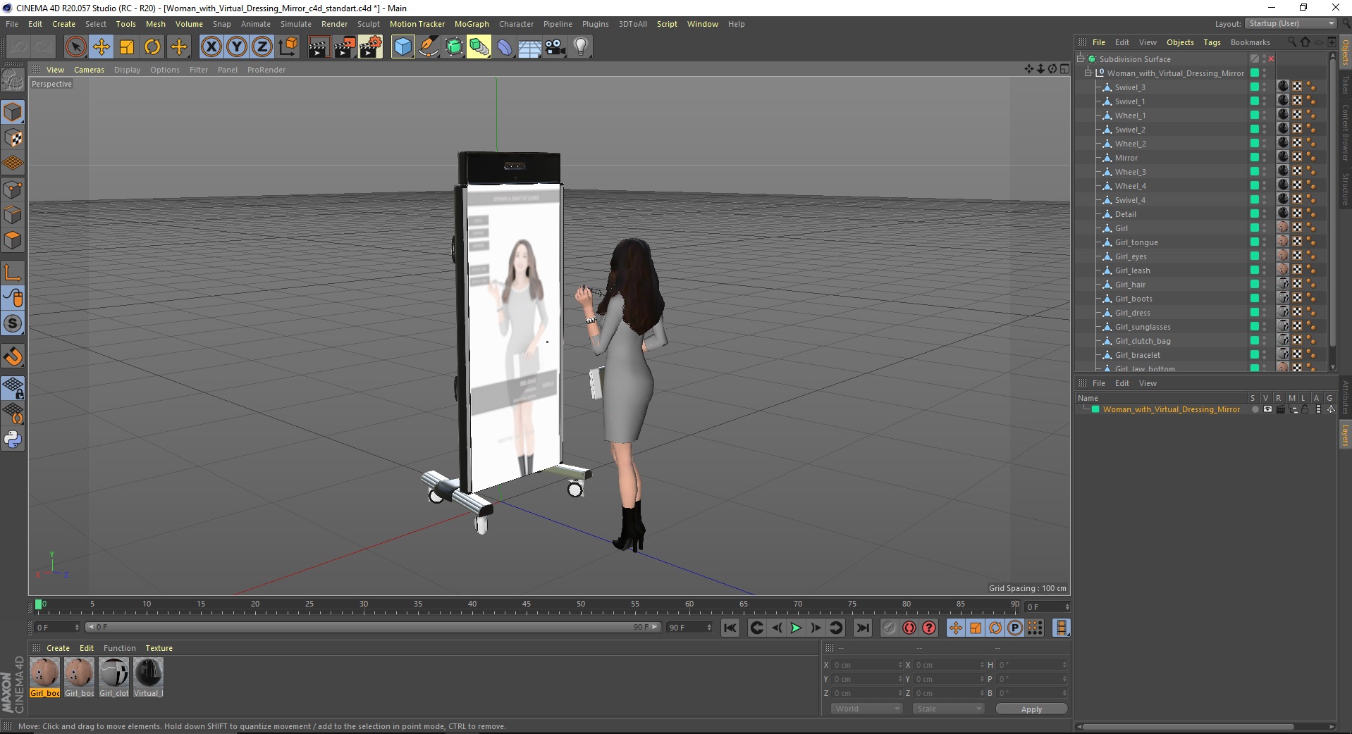 Woman with Virtual Dressing Mirror 3D model