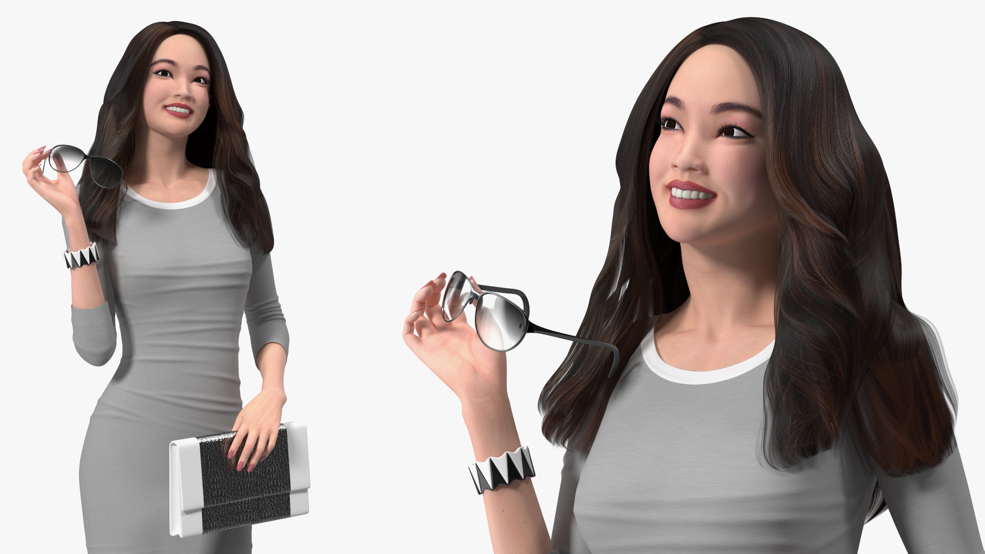 Woman with Virtual Dressing Mirror 3D model