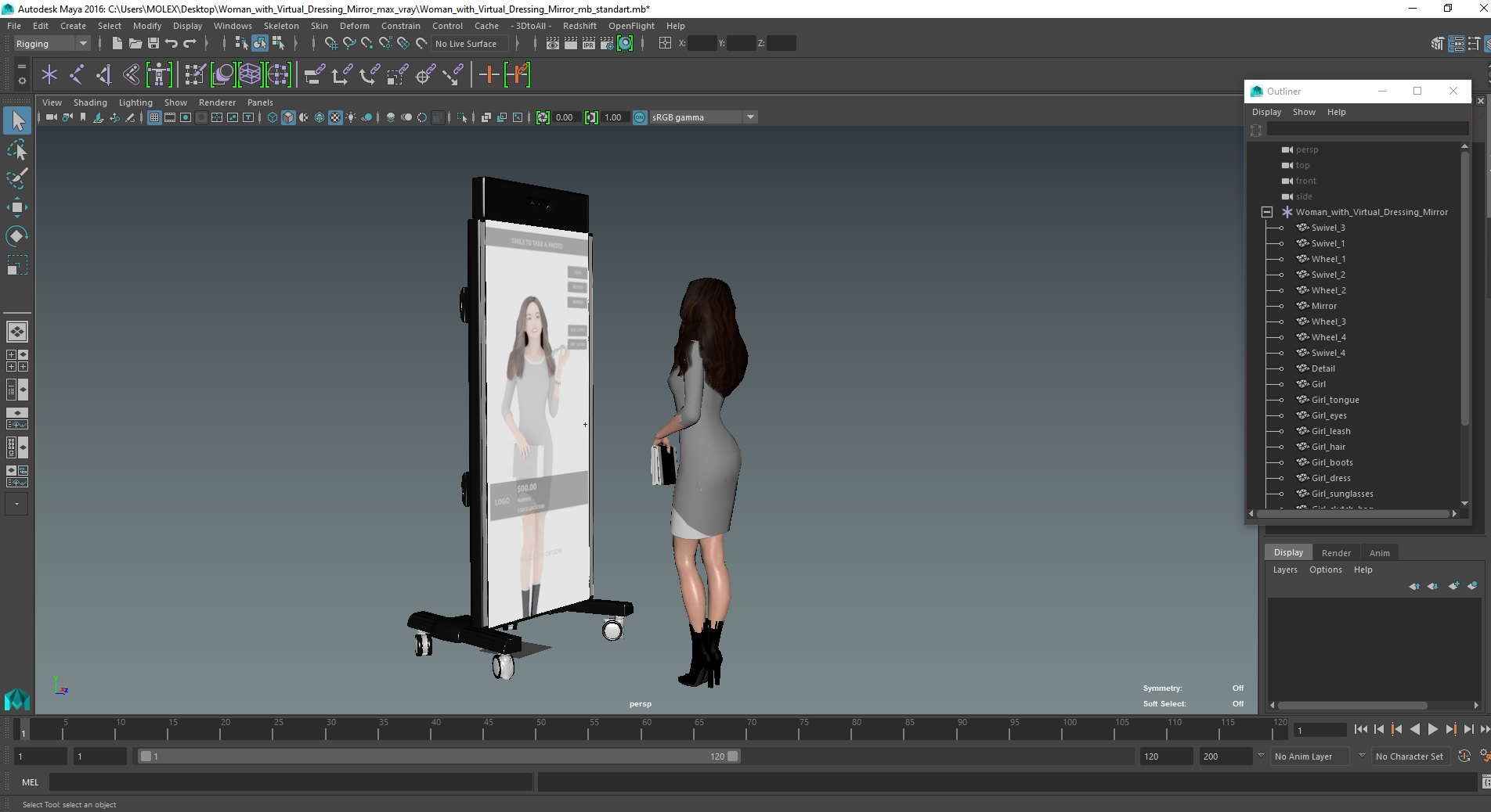 Woman with Virtual Dressing Mirror 3D model