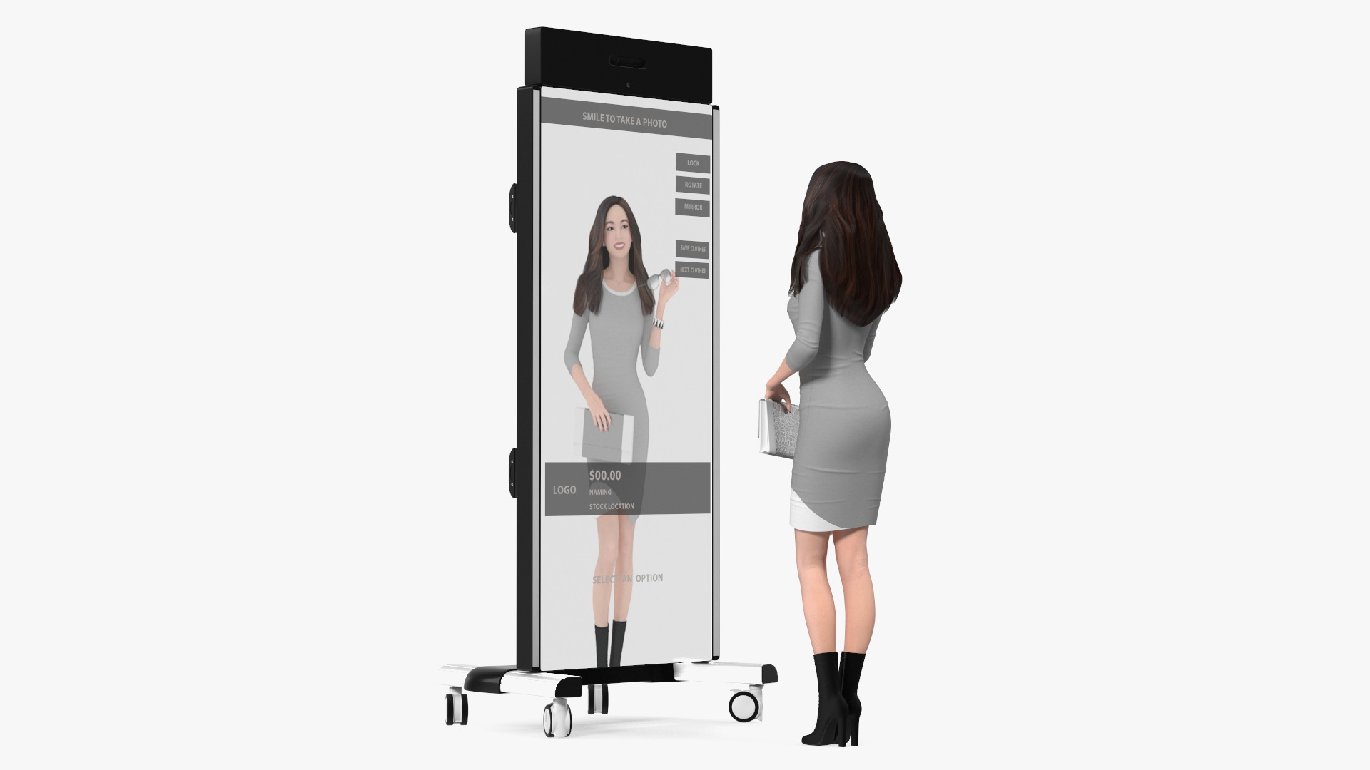 Woman with Virtual Dressing Mirror 3D model