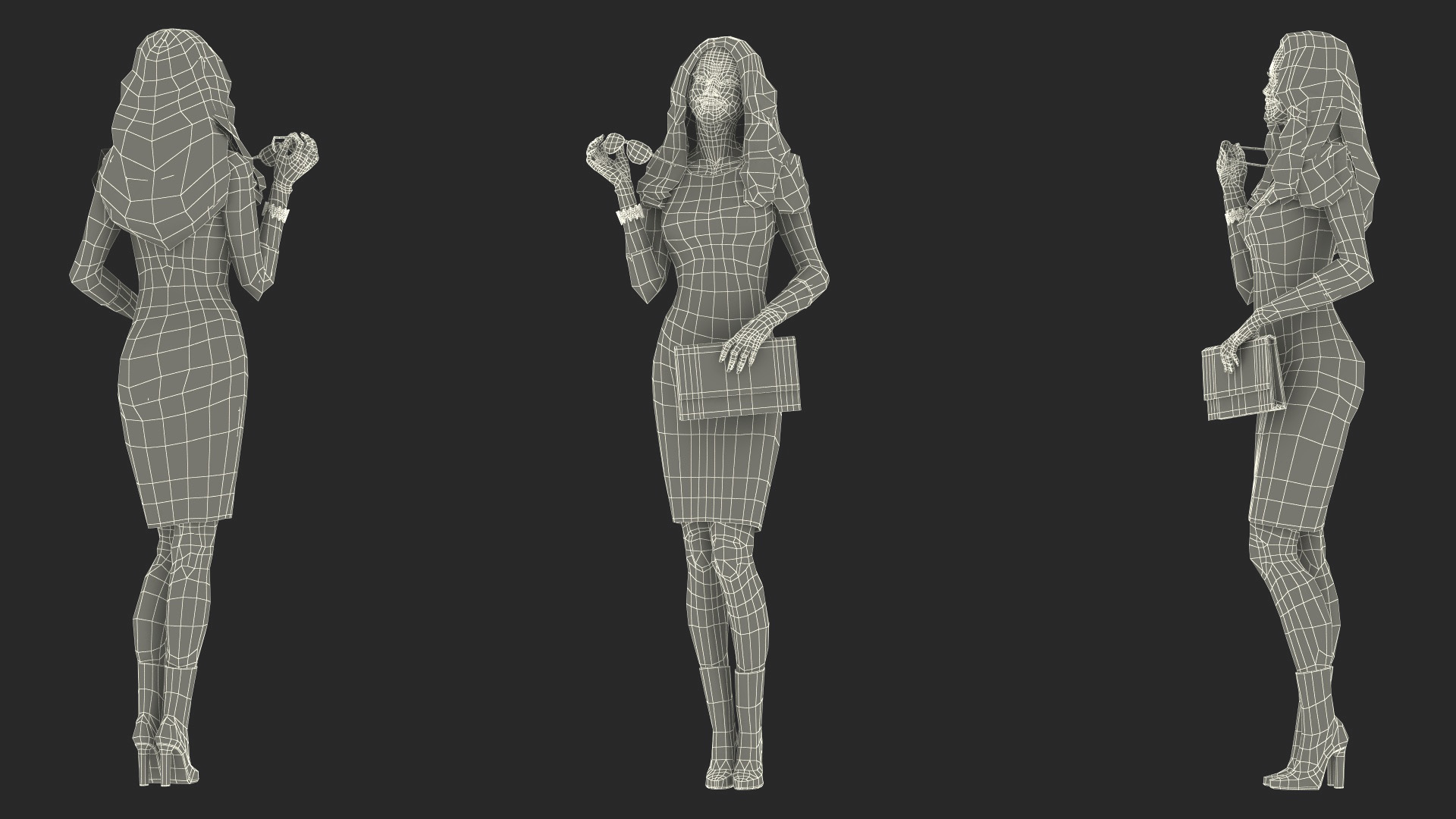 Woman with Virtual Dressing Mirror 3D model