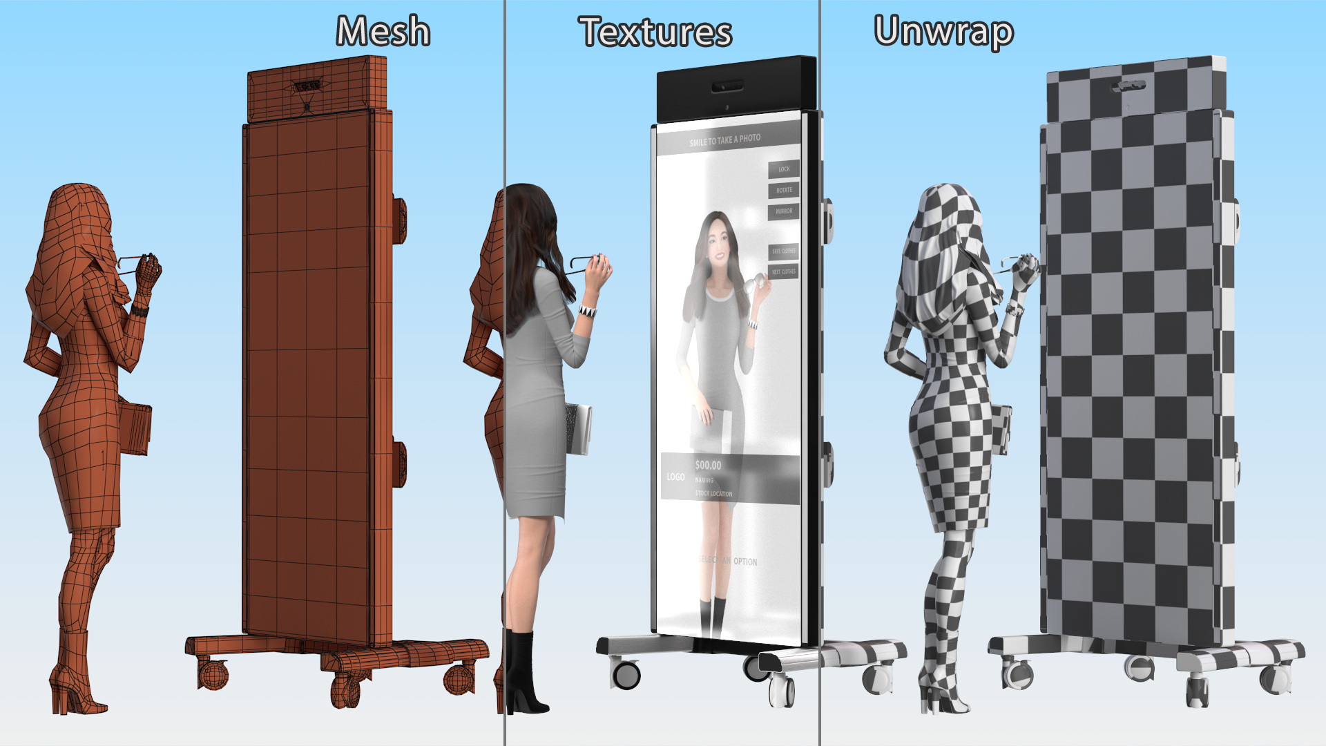 Woman with Virtual Dressing Mirror 3D model