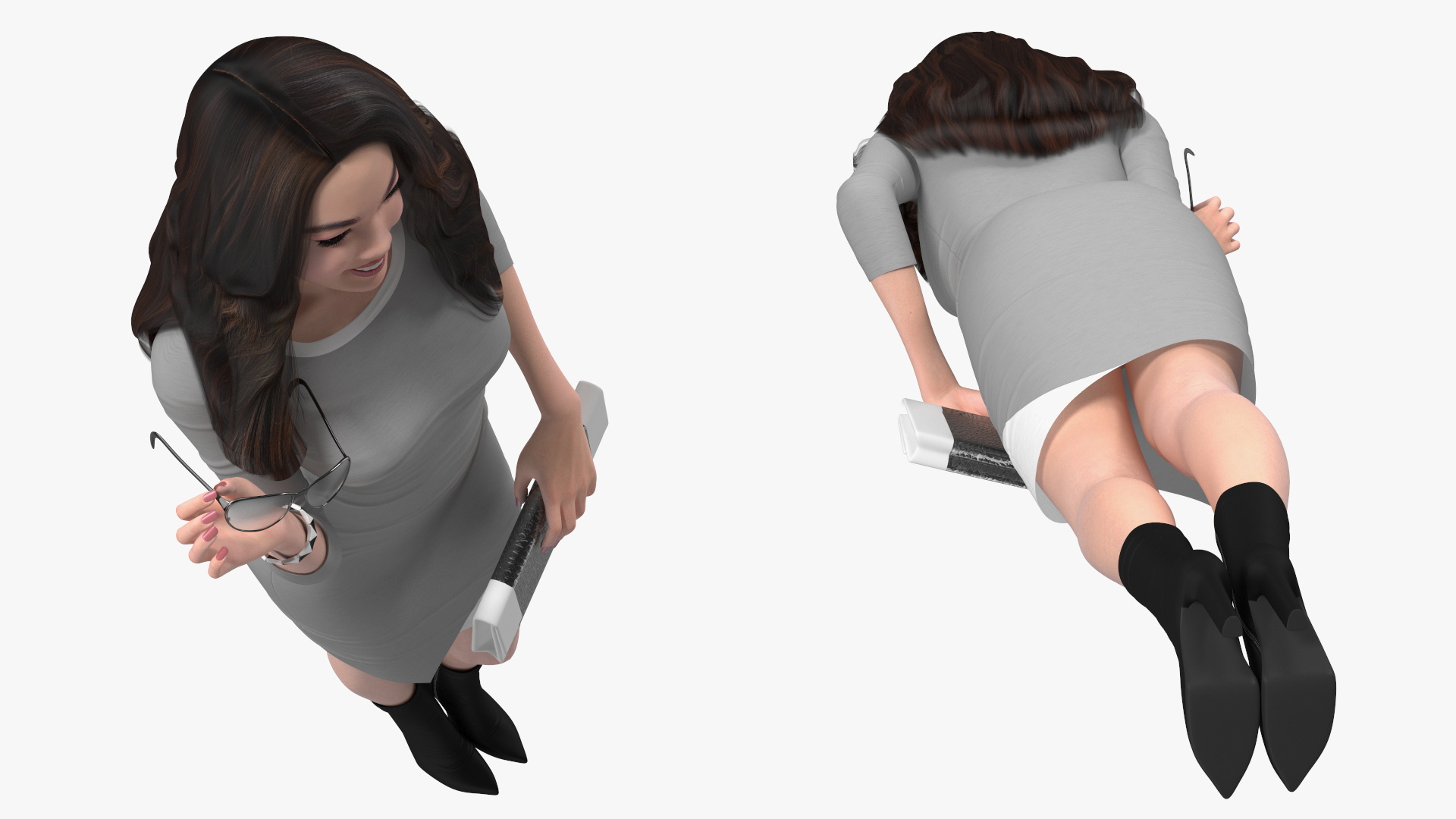 Woman with Virtual Dressing Mirror 3D model