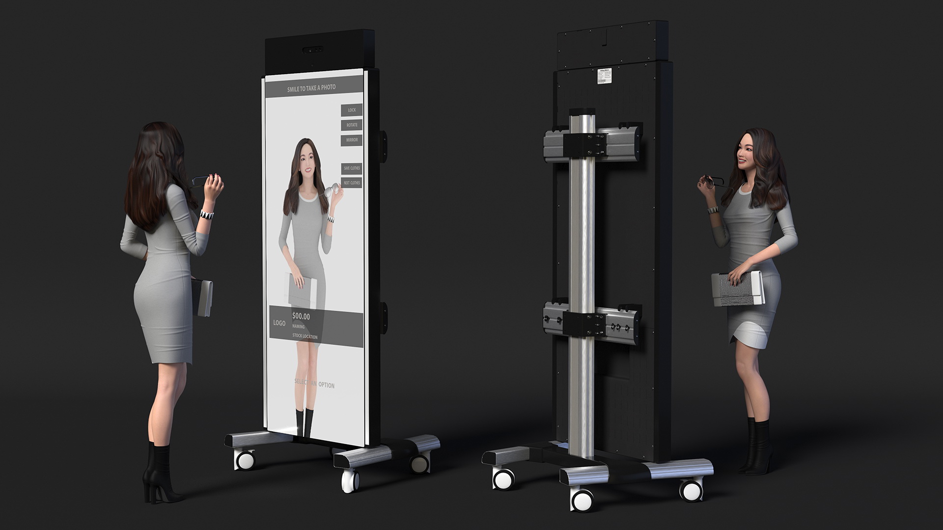 Woman with Virtual Dressing Mirror 3D model