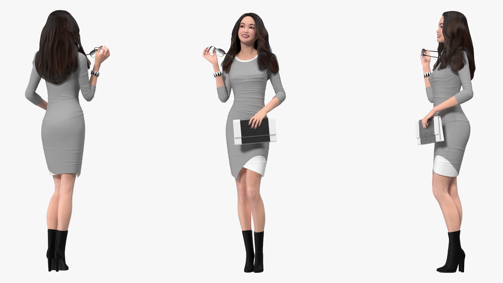 Woman with Virtual Dressing Mirror 3D model