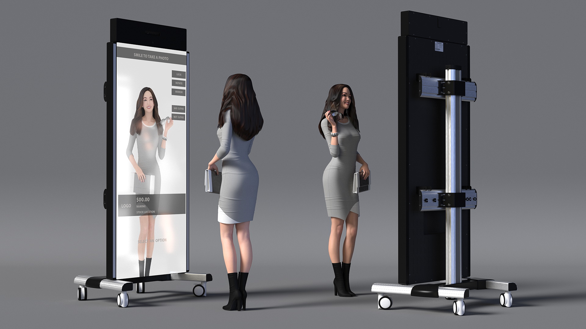 Woman with Virtual Dressing Mirror 3D model