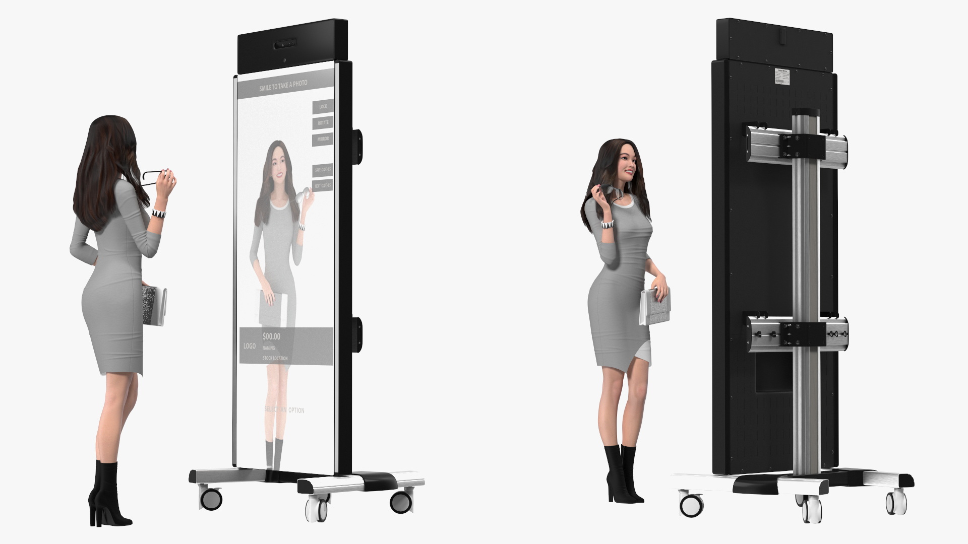 Woman with Virtual Dressing Mirror 3D model