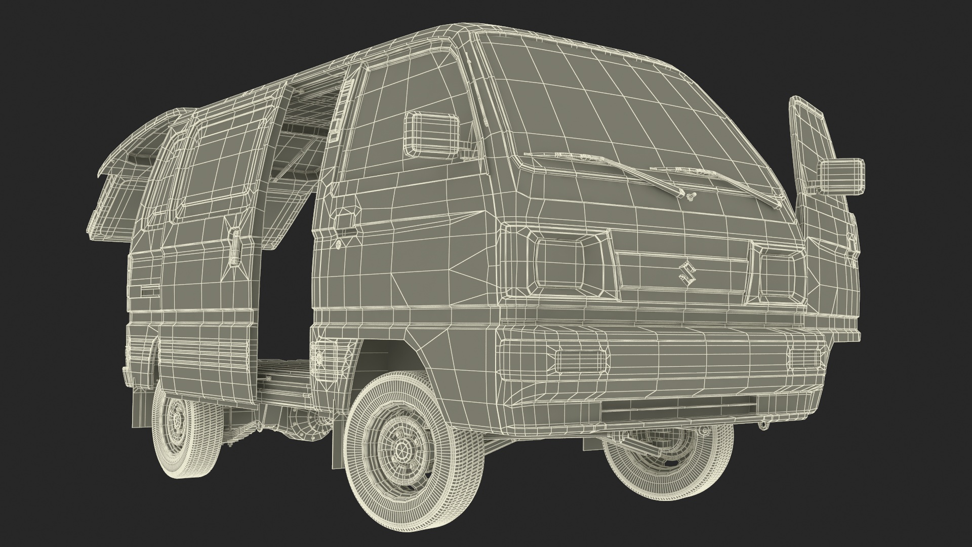 3D model Suzuki Super Carry Van White Rigged