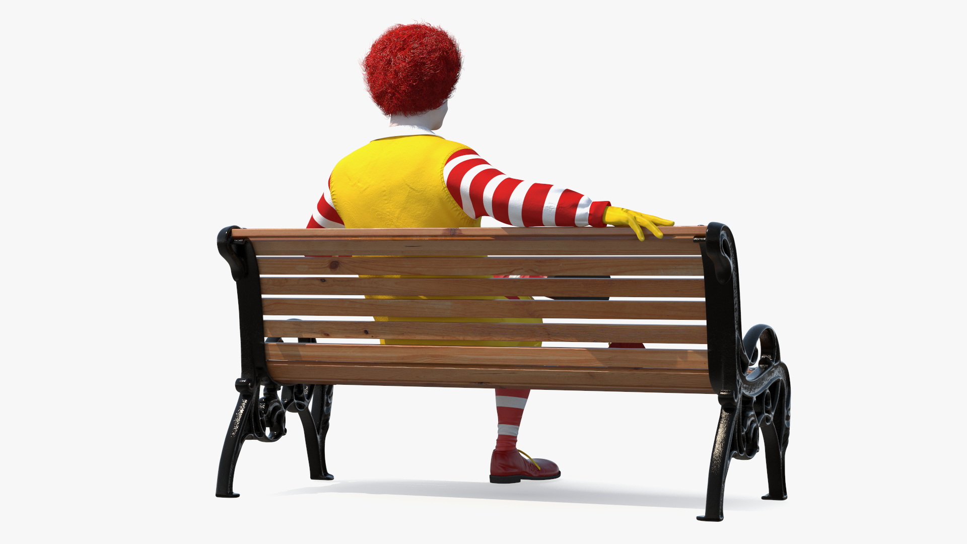 3D Ronald McDonald Having Lunch on Bench Fur