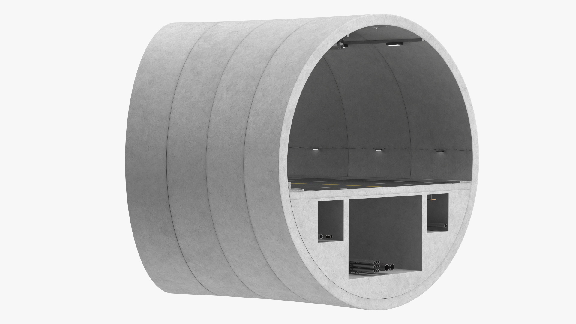 Road Tunnel Structure Section Turn 3D model